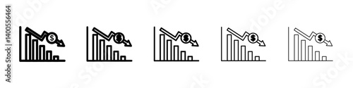 Economy crisis icon Symbol mark in Outline style