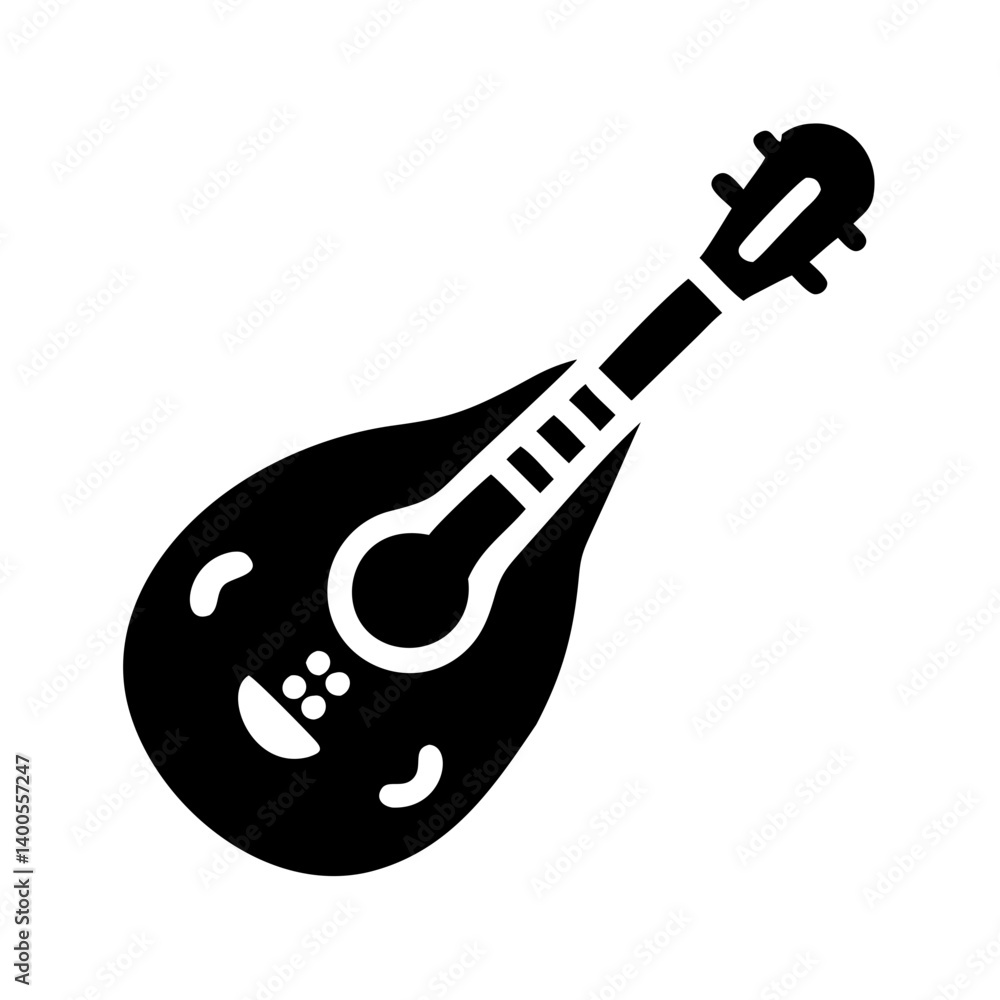 Naklejka premium folk mandolin icon, folk mandolin silhouette vector illustration-simple silhouette illustration of folk mandolin, perfect for folk mandolin logos and icons