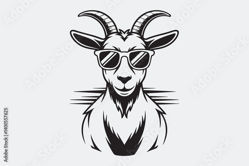 goat head sunglasses illustration vector