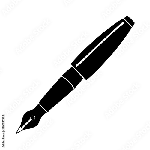 fountain pen icon, fountain pen silhouette vector illustration-simple silhouette illustration of fountain pen, perfect for fountain pen logos and icons