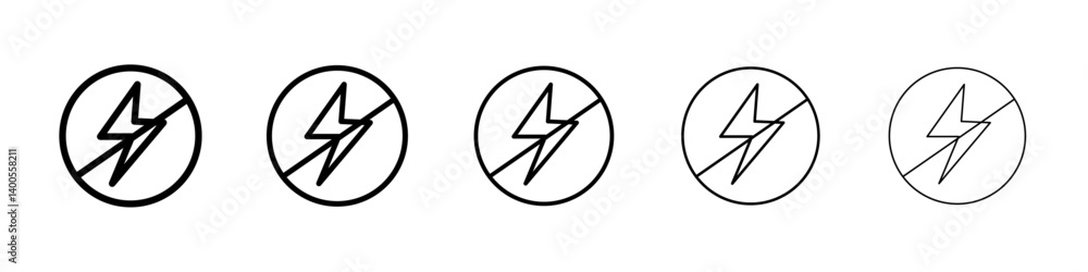 Flash off icon Symbol mark in Outline style Flash off icon Symbol mark in Outline style