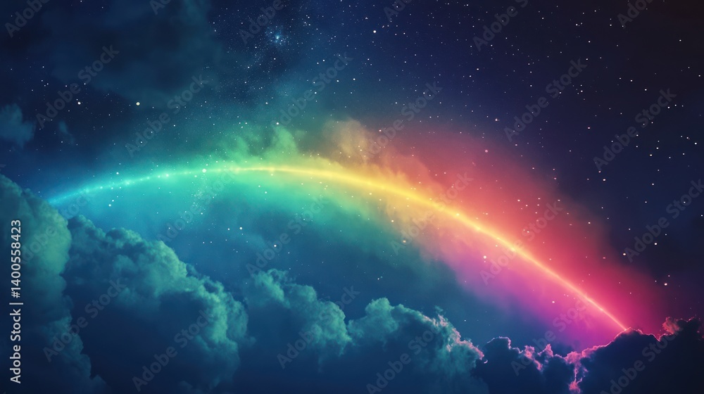 Celestial bridge: A vibrant spectrum of light connecting night and dreamscape Celestial bridge: A vibrant spectrum of light connecting night and dreamscape