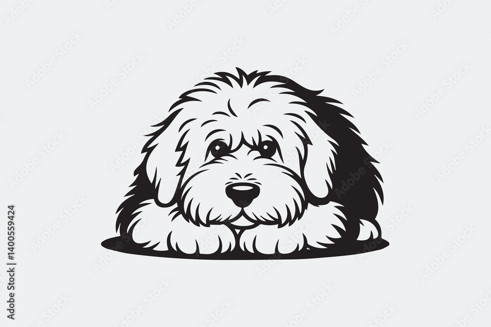 fluffy dog illustration vector fluffy dog illustration vector