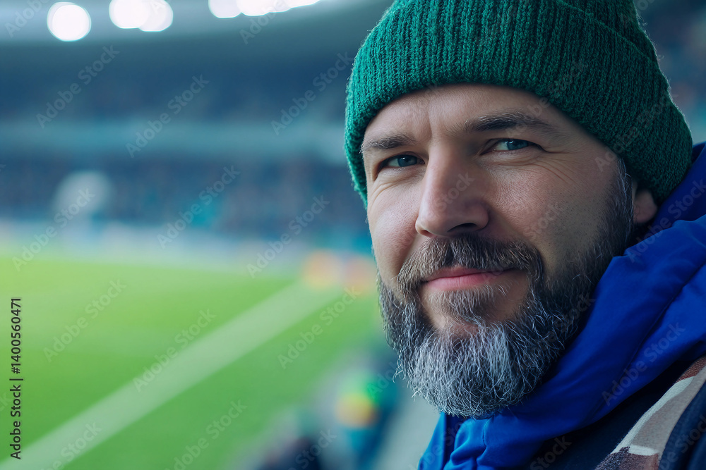 Generative AI image of excited sports fan supporting celebrating victory stadium during intense match day Generative AI image of excited sports fan supporting celebrating victory stadium during intense match day