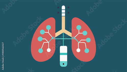 Stylized Anatomy Background A tracker overlayed on a stylized anatomical diagram of the lungs showcasing its connection to lung function monitoring.