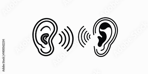 Print   ear listening vector icon isolated on white background
