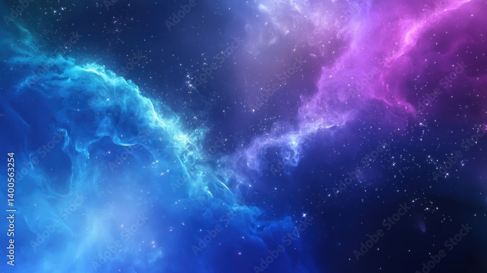Naklejka premium Premium Abstract Cosmic Fluid Background with Deep Blue and Purple Gradients. Luxurious abstract background featuring flowing liquid colors in deep blues, purples, and teals with subtle cosmic element