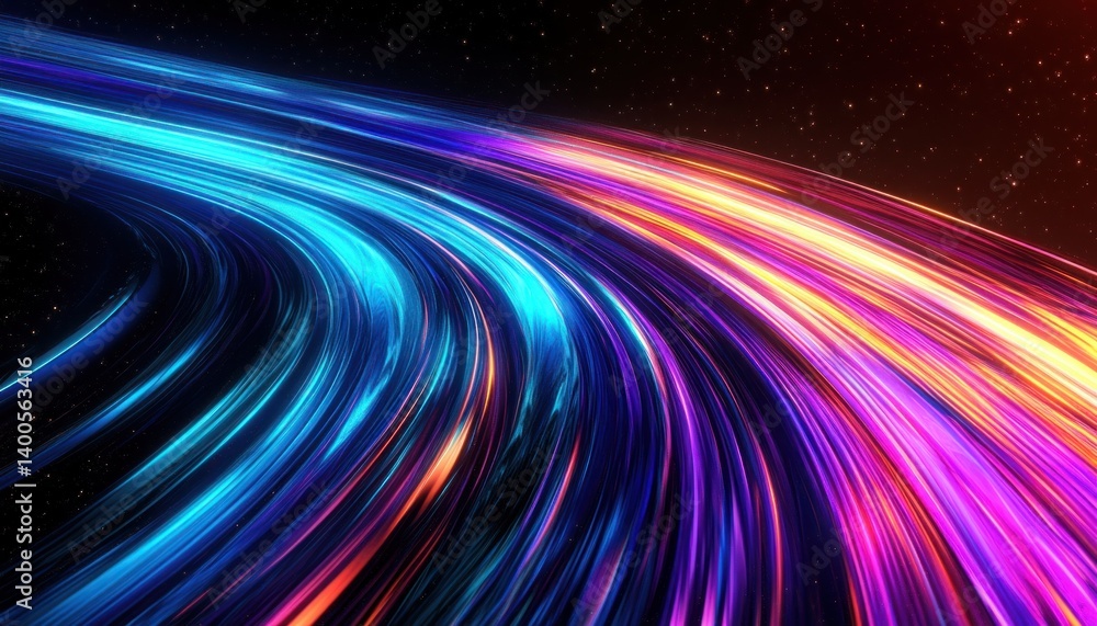 Vibrant Abstract 3D Background with Twisted Neon Lines and Futuristic Design