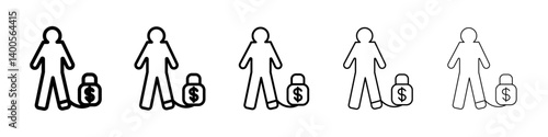 man with weight debt icon Symbol mark in Outline style