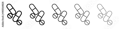 Medicine of pills and capsules icon Symbol mark in Outline style
