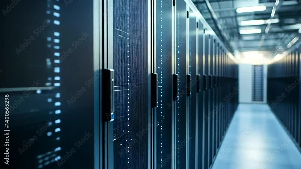 Server racks in a modern data center Server racks in a modern data center