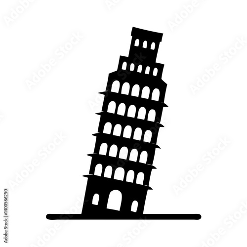 leaning tower of pisa icon, leaning tower of pisa silhouette vector illustration-simple silhouette illustration of leaning tower of pisa, perfect for leaning tower of pisa logos and icons
