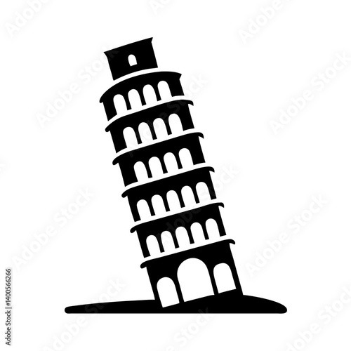 leaning tower of pisa icon, leaning tower of pisa silhouette vector illustration-simple silhouette illustration of leaning tower of pisa, perfect for leaning tower of pisa logos and icons