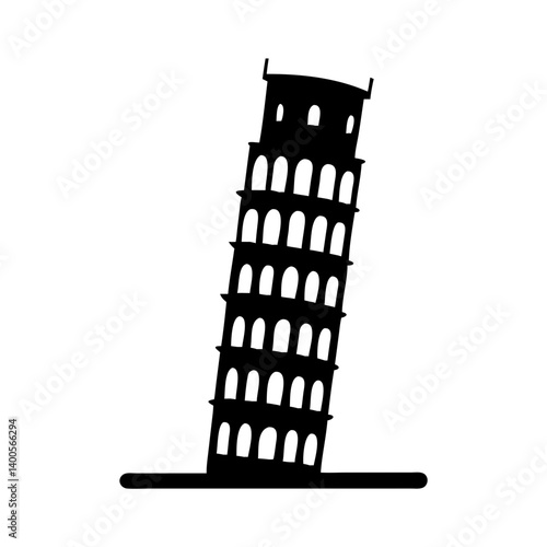 leaning tower of pisa icon, leaning tower of pisa silhouette vector illustration-simple silhouette illustration of leaning tower of pisa, perfect for leaning tower of pisa logos and icons