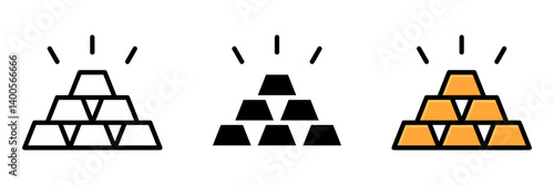 Gold Bar Icon Vector Set. Gold Bar Vector Icon in line style design. Symbol of Gold Bar. Vector illustration.