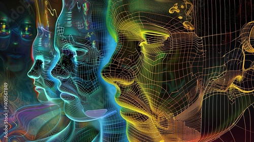 Obraz na płótnie AI Algorithm - Line Background: Unveiling the Visual Tapestry of Computational Intelligence w salonie