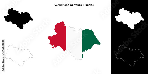 Venustiano Carranza municipality (Puebla) outline map set