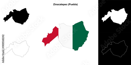 Zinacatepec municipality (Puebla) outline map set