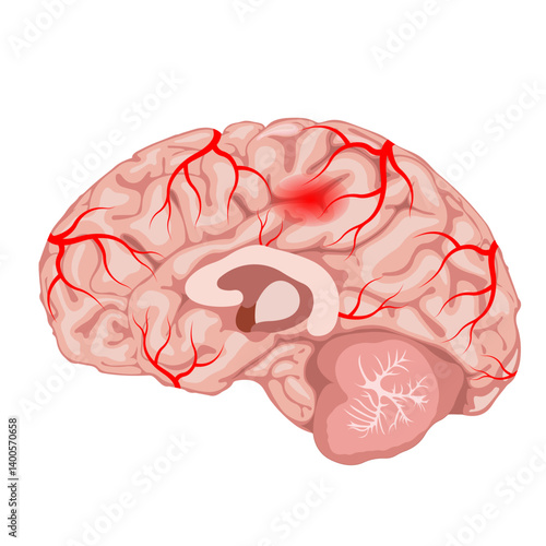 cerebrovascular accident, stroke, or cerebral infarction with a thrombus or blood clot