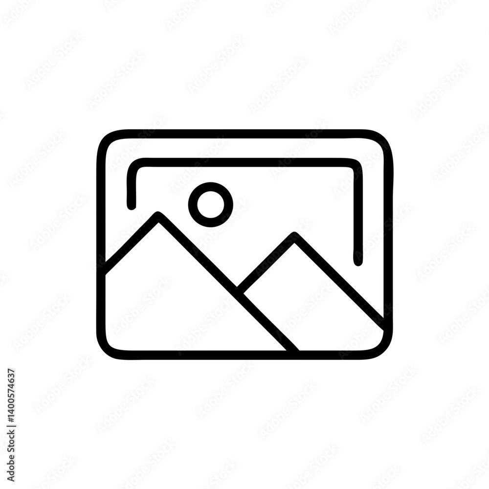 Simple photo or landscape icon for gallery placeholders, image upload interfaces, visual content platforms, or digital photography services Simple photo or landscape icon for gallery placeholders, image upload interfaces, visual content platforms, or digital photography services