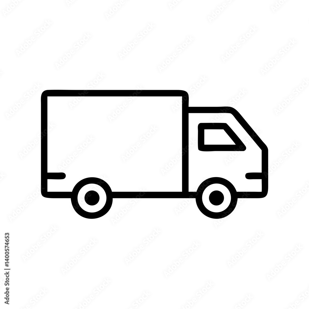 Outline delivery truck icon for logistics services, shipping platforms, courier company branding, or e-commerce delivery tracking Outline delivery truck icon for logistics services, shipping platforms, courier company branding, or e-commerce delivery tracking