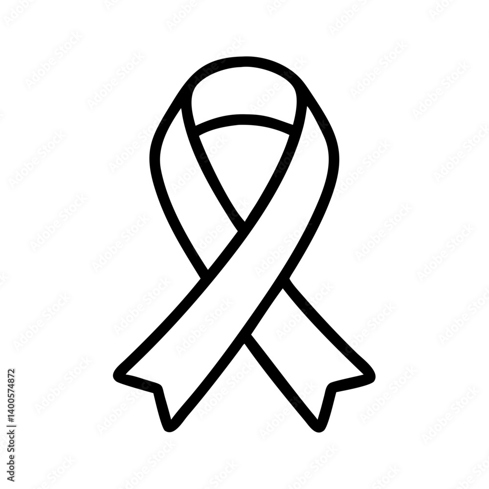 Minimal ribbon awareness icon symbolizing support for various causes, ideal for charity campaigns, health awareness posters, or nonprofit branding Minimal ribbon awareness icon symbolizing support for various causes, ideal for charity campaigns, health awareness posters, or nonprofit branding