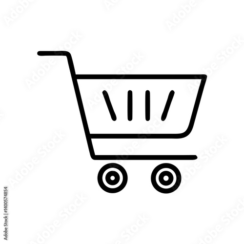 Minimal line shopping cart icon for use in e-commerce platforms, online stores, retail apps, or digital marketplaces