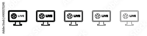 Soccer Live Match on Tv icon Symbol mark in Outline style