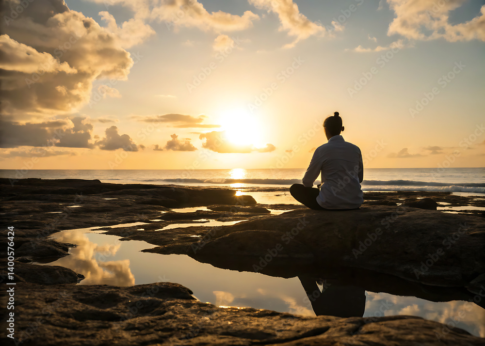A Person Sitting in Contemplation Reflective Scene A Person Sitting in Contemplation Reflective Scene