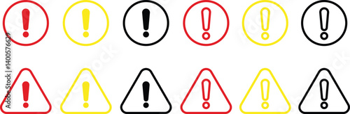 Attention caution sign warning symbol icon set danger Exclamation mark signs