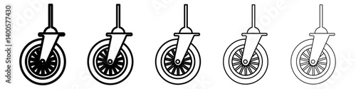 Swivel caster icon Symbol mark in Outline style