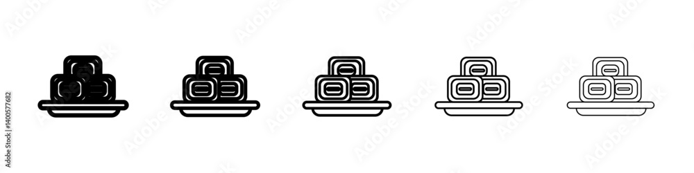 Tamagoyaki icon Symbol mark in Outline style Tamagoyaki icon Symbol mark in Outline style