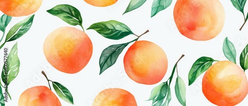Obraz na płótnie A watercolor painting of oranges and leaves w salonie