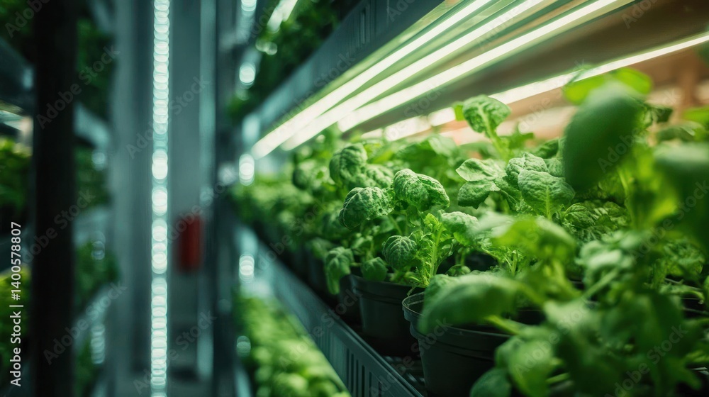 Indoor Hydroponic Greens Farm, Growing Plants Under Artificial Light Indoor Hydroponic Greens Farm, Growing Plants Under Artificial Light
