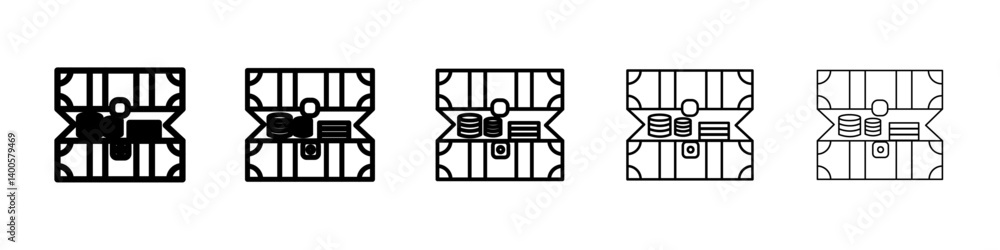treasure chest icon Symbol mark in Outline style treasure chest icon Symbol mark in Outline style