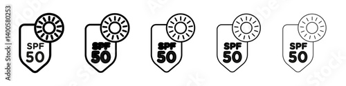 UV SPF 50 protect icon Symbol mark in Outline style