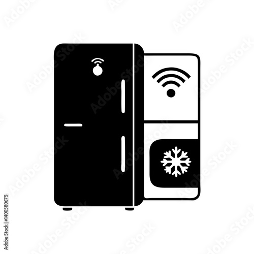 smart fridge icon, smart fridge silhouette vector illustration-simple silhouette illustration of smart fridge, perfect for smart fridge logos and icons