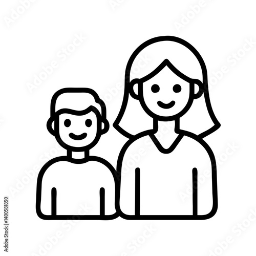 Illustration of mother and child family vector icon representing parenthood and childhood together