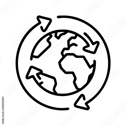 Global earth rotation and recycling concept icon vector illustration for sustainable future and environment