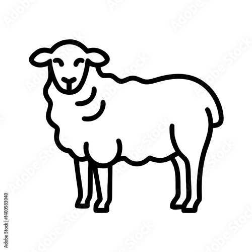 Sheep vector illustration farm animal livestock outline drawing ewe lamb wool mammal design icon