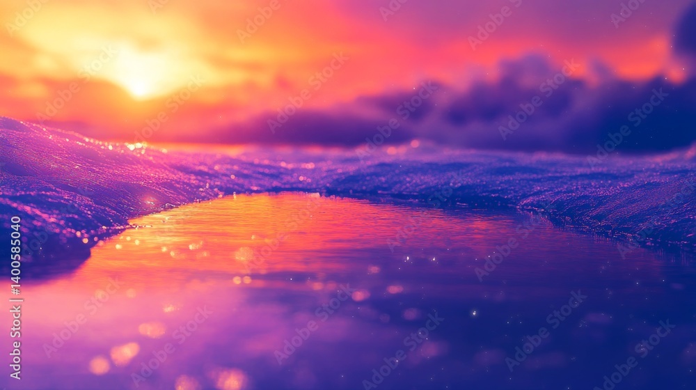 Breathtaking sunset over calm waters creates a vibrant scene. The colors blend beautifully in the sky. A perfect blend of nature and tranquility. Generative AI