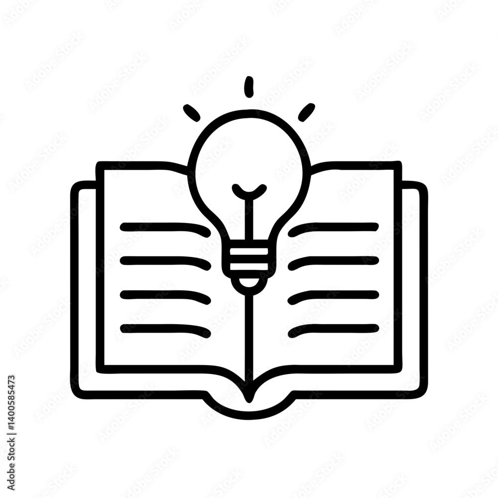 Book of knowledge and lightbulb idea illustration for education and learning concept design Book of knowledge and lightbulb idea illustration for education and learning concept design