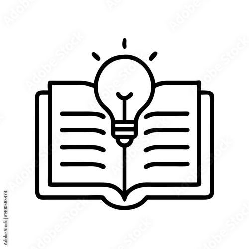 Book of knowledge and lightbulb idea illustration for education and learning concept design