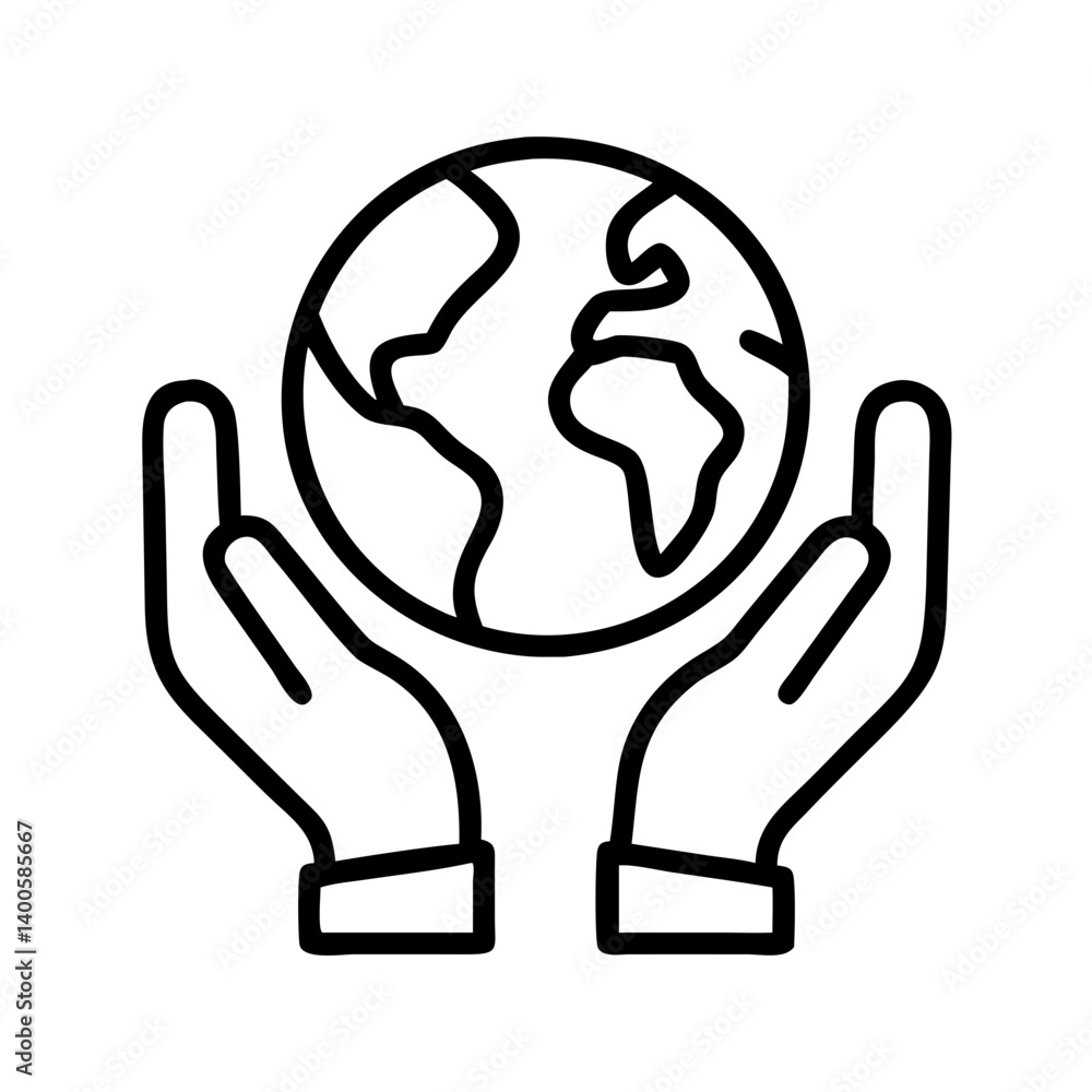 Save the earth hands holding globe world environment day ecology sustainability concept vector icon Save the earth hands holding globe world environment day ecology sustainability concept vector icon