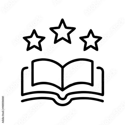 Open book with stars vector icon illustration for education learning and reading concept design