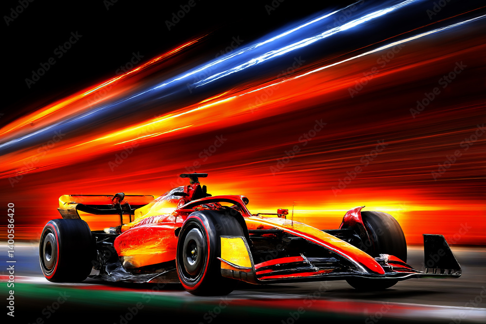 Obraz premium Formula One car driving fast on the track