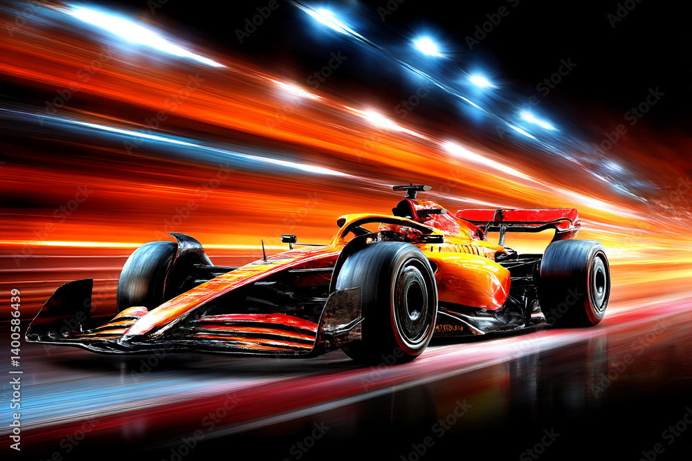 Naklejka premium Formula One car driving fast on the track