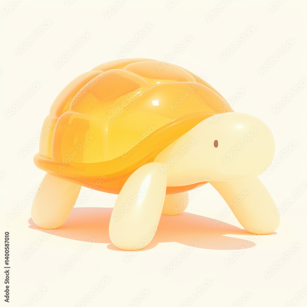 Fototapeta premium Cute yellow turtle toy on a light background.