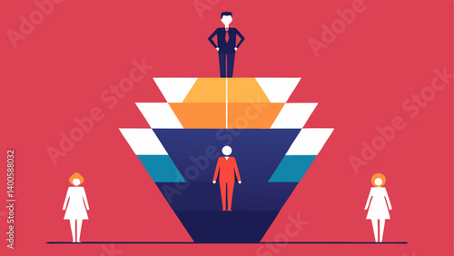 Inverted Pyramid of Power A pyramid chart with a few male figures at the top while there are many female figures at the bottom showcasing the unequal distribution of power in