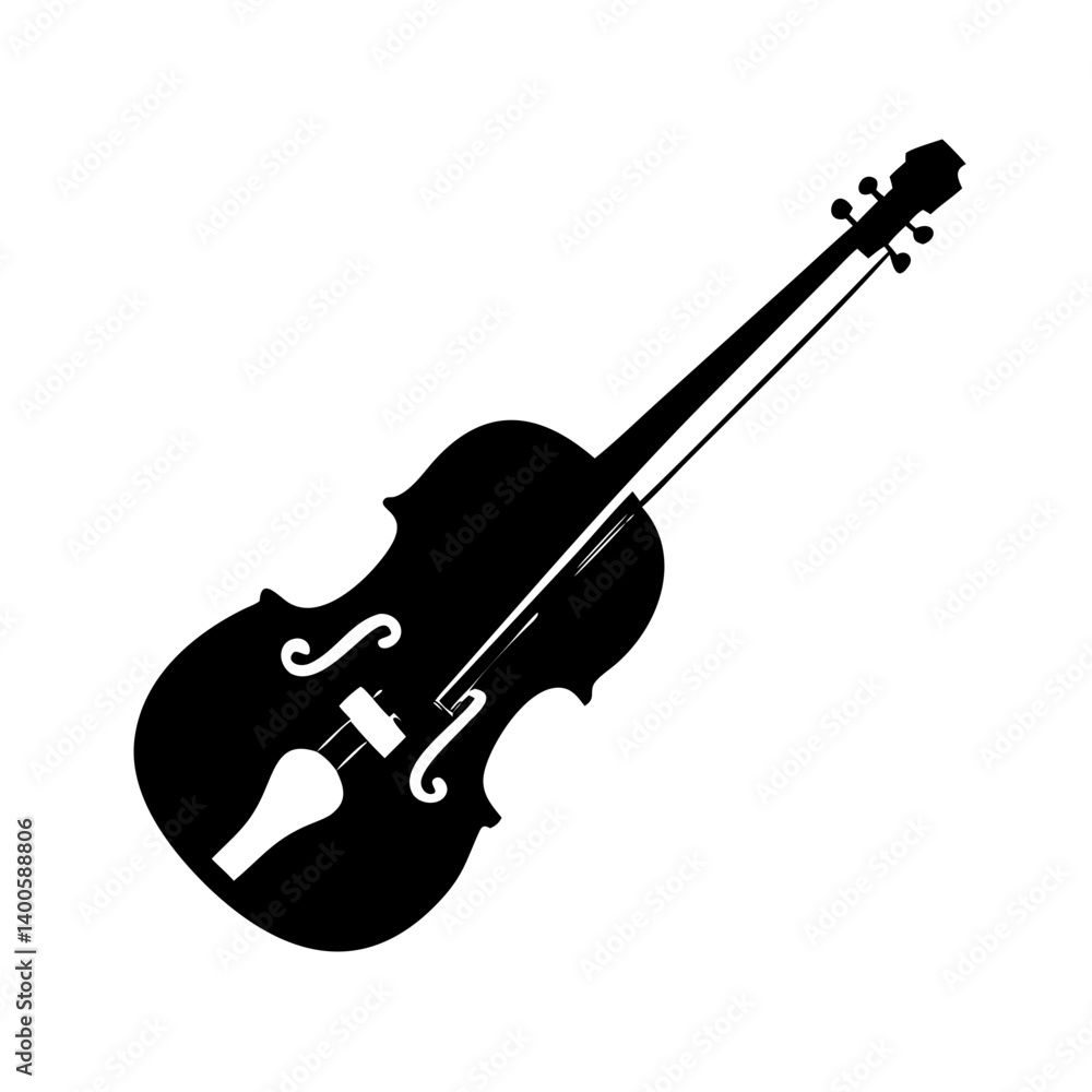 Obraz premium violin icon, violin silhouette vector illustration-simple silhouette illustration of violin, perfect for violin logos and icons